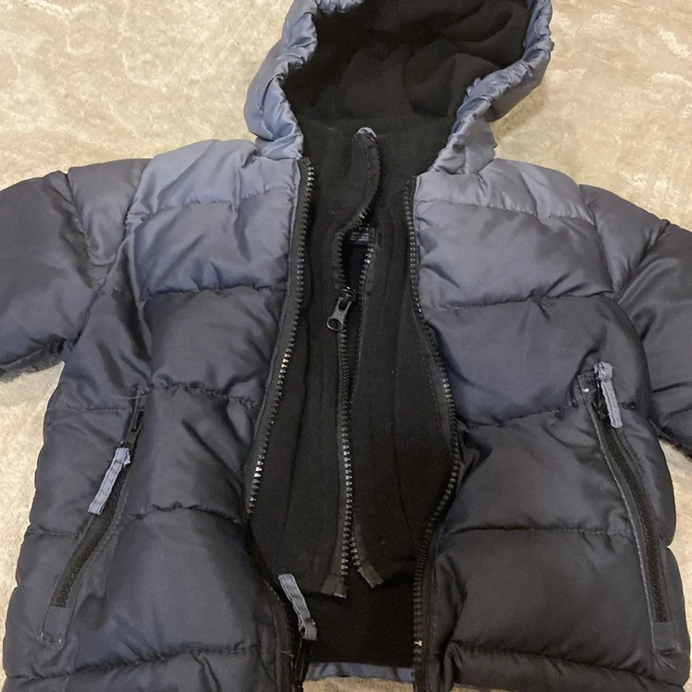 Rothschild Baby Boy Contrast Fleece Vestee Puffer Jacket Charcoal Ombre Size 24m